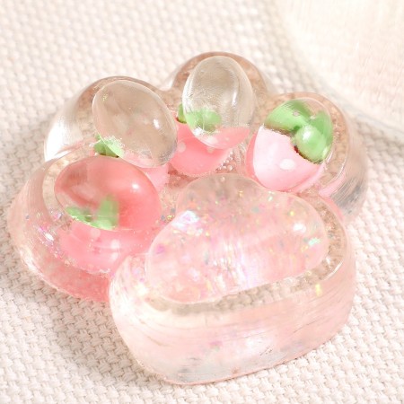 Jucarie Antistres Squishy, Flippy, cu Revenire Lenta, Model Cat Paw, 6.5 x 7 cm, din Tpr, 4-6 Ani, Model 5 Fructe, Transparent