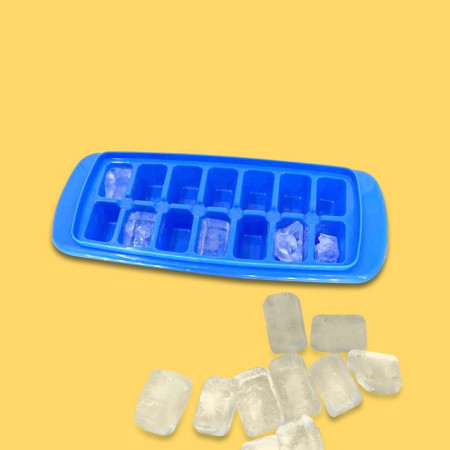 Forma pentru gheata cu capac, plastic alimentar, orificiu umplere, 29.5 x 12.5 x4 cm, 14 cuburi, Albastru