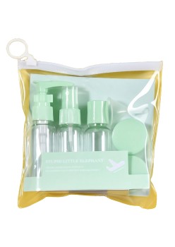 Set Recipiente pentru Cosmetice, Flippy, 5 Piese, cu Gentuta, pentru Calatorii, Reutilizabile, Verde, Material Plastic, 40 ml, 10g