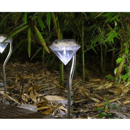 Lampă Solară LED pentru Grădină, Design Tip Diamant, Iluminare Alb Rece, IP65, 30 cm