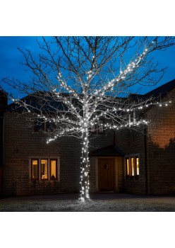 Instalatie de Craciun Liniara 50 m, 8 Jocuri de Lumini, Controler, Protectie anti-inghet, Fir Cupru,1 m Prelungitor 220V, 498 LED, Fir Negru, Alb Rece