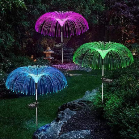 Lampă Solară LED pentru Grădină - Iluminare Ambientală, Design Meduză, Multicolor, Rezistentă la Intemperii, 90 cm