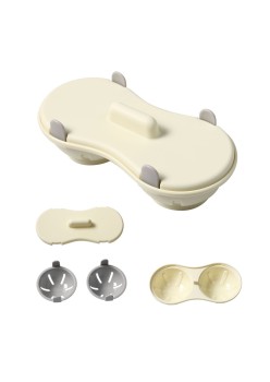 Recipient din Plastic Flippy, pentru PRegatit Oua la Microunde, 2 vase, Crem