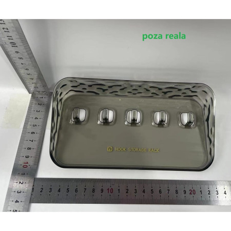 Raft de Depozitare cu Carlig, Flippy, Pentru Chei, Bijuterii, 20.3 x 4.6 x 10.3 cm, Gri