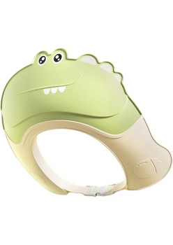 Casca de Dus, Flippy, Previne Scurgerea Apei si Samponului pe Fata, 0-12 Ani, Ajustabila, din TPE+PP, 20 x 23 cm, Model Crocodil, Verde