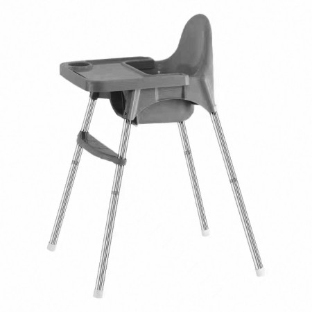 Scaun de Masă Reglabil pentru Copii, Telescopic, cu Centură și Suport Picioare, 6-32 Luni, Gri