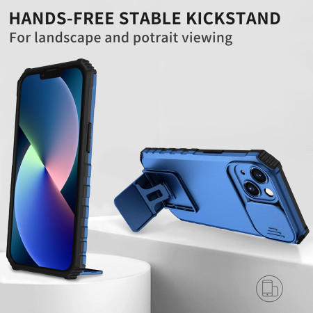 Husa Defender cu Stand pentru iPhone 11 Pro Max, Albastru, Suport reglabil, Antisoc, Protectie glisanta pentru camera, Flippy
