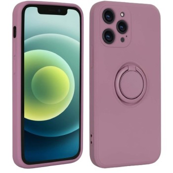 Husa protectie Flippy compatibila cu Apple iPhone XR Liquid Silicone Ring cu suport rotativ Mov