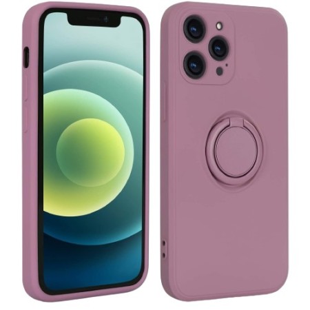 Husa protectie Flippy compatibila cu Apple iPhone XR Liquid Silicone Ring cu suport rotativ Mov