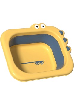 Lavoar Pliabil, Flippy, pentru Copii, din PP/TPE, Portabil, Model Crocodil, 30x24.5x9 cm, Galben/Albastru