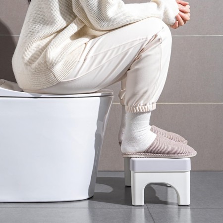 Scaunel WC, Flippy, Tratament Impotriva Hemoroizilor si Constipatiei, Scaun Inaltator WC Copii, Suport Picioare WC, Taburet Inaltator Pozitia Corecta Ghemuit Pe WC, Plastic Rezistent, 17x22x38 cm, Gri
