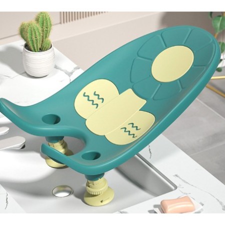 Suport de Baie Bebelusi, Flippy, 0-12 luni, Montare pe Chiuveta/Lavoar/Cada, Ventuze Antiderapante cu Intaltime Reglabila, 50 x 24 x 12.5 cm, Verde