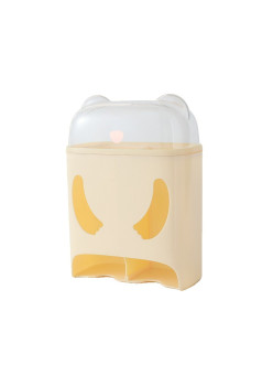Cutie de Depozitare pe Perete cu Adeziv, ABS, Urs, Fara Perfoare, 18 x 11 x 25 cm, Crem