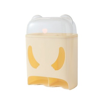 Cutie de Depozitare pe Perete cu Adeziv, ABS, Urs, Fara Perfoare, 18 x 11 x 25 cm, Crem