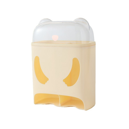Cutie de Depozitare pe Perete cu Adeziv, ABS, Urs, Fara Perfoare, 18 x 11 x 25 cm, Crem