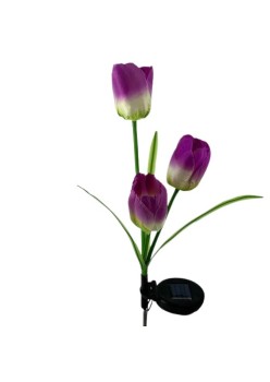 Lampa Solara LED tip Lalele cu 3 flori pentru Gradina, Inaltime 78 cm