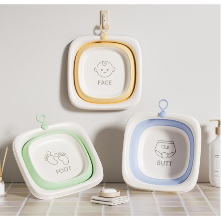Cada Pliabila pentru Baie pentru Copii, Flippy, Cadita pentru Bebelusi, Model Patrat pentru Fundulet, Albastru, 32x27.5x3.7 cm, 4 L