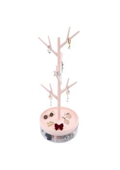 Cutie de Bijuterii, Flippy, Rotativa, cu Suport Tip Ramura, 36.5 x 14 cm, din ABS+PP, Roz