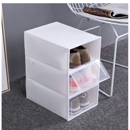 Cutie pentru Pantofi, Flippy, Tip Sertar, din Plastic, Stivuibila, Usa Frontala, 31 x 21.5 x 12.5 cm, Transparent