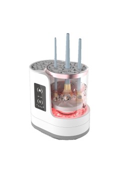 Dispozitiv Portabil de Curatare a Pensulelor de Machiaj, Flippy, cu Functie de Uscare, 5V, 850RPM, Cablu 1.2 m, 17.3 x 12.1 x 17.5 cm, Alb