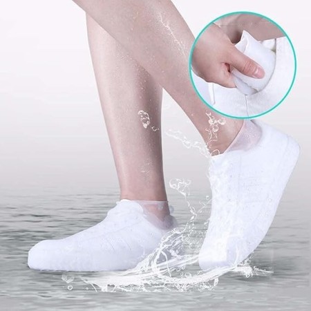 Husa Incaltaminte, Flippy, Impermeabila, Antiderapanta, din Latex, 13 x 13 x 2 cm, Marime M 34-40 cm, Alb