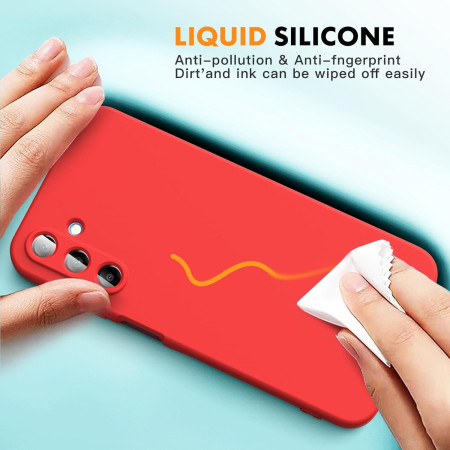 Husa de Protectie, Flippy, pentru Samsung Galaxy A15, Liquid Silicone, cu Microfibra pe Interior, Protectie Antisoc, Compatibil Incarcare Wireless, Rosu