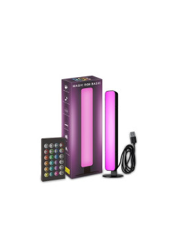 Lampa de Birou, Flippy, RGB Colorat, 14 LED, Putere 5V, Telecomanda cu 24 de Taste, Cablu USB, Negru, 25.5x4x3.5cm