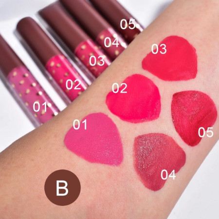 Set Rujuri Lichide "Be Mine" – 5 Culori Lucioase, Catifelate, Rezistente la Transfer, Cruelty-Free