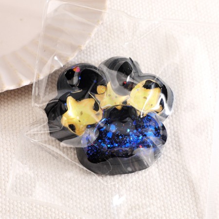 Jucarie Antistres Squishy, Flippy, cu Revenire Lenta, Model Cat Paw, 6.5 x 6 cm, din Tpr, 4-6 Ani, Model 5 Meduze, Negru cu Insertii