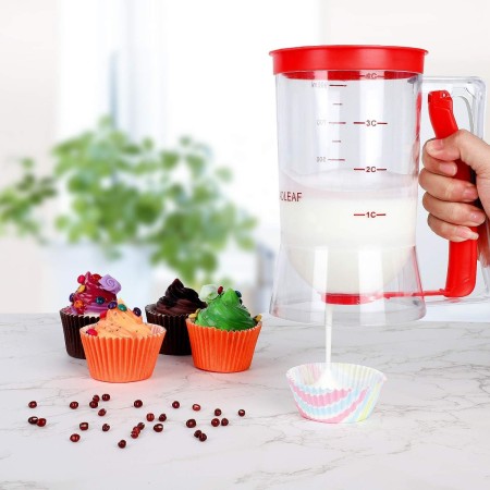 Dispenser de Aluat pentru Prajituri, Flippy, din Plastic, Maner cu Arc, 900 ml, 18.5 x 11 cm, Rosu