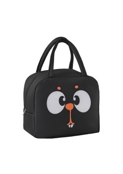 Geantă Frigorifică, Flippy, cu Desene Animat, Portabilă pentru Copii, de Prânz, din Pânză Oxford, 22x14x19 cm, Model Veverita, Negru