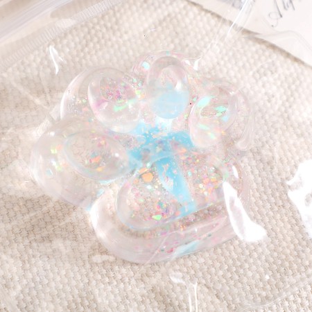 Jucarie Antistres Squishy, Flippy, cu Revenire Lenta, Model Cat Paw, 6.5 x 7 cm, din Tpr, 4-6 Ani, Model 2 Flori, Transparent
