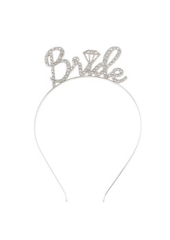 Coronita pentru Mireasa, Flippy, Model Bride, cu Cristale, Marime Universala, 12.5 x 14.5 cm, Alb