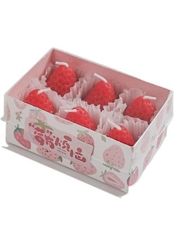 Set 6 Lumanari Parfumate, Flippy, Model Capsunici, Ardere 30 min, 78g, 6.3 x 9.3 x 3.8 cm, Rosu