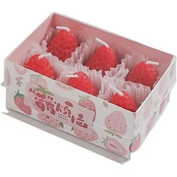 Set 6 Lumanari Parfumate, Flippy, Model Capsunici, Ardere 30 min, 78g, 6.3 x 9.3 x 3.8 cm, Rosu