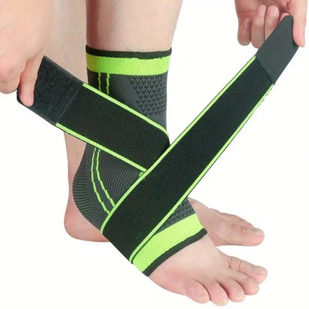 Orteza pentru Glezna, Flippy, cu Benzi Elastice de Fixare, 24 x 10.5 cm, din Nailon, Negru/Verde