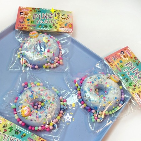 Jucarie Antistres Squishy, Flippy, cu Revenire Lenta, Model Gogoasa, 6x6 cm, 99g, Ambalaj Transparent, Albastru