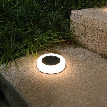 Lampă Solară LED pentru Gazon și Grădină, Iluminare Alb Cald, IP65, Design Circular, 8H Autonomie, 105 x 125mm