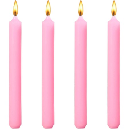 Set 4 Lumanari, Flippy, pentru Suport de Masa, Fara Miros si Fum, din Parafina, 2.2 x 25 cm, Roz