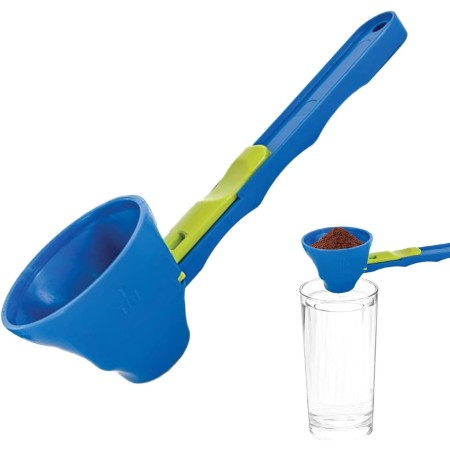 Lingura Gradata, Flippy, Tip Palnie, din Plastic, Coada Lunga, 8 x 8 x 3 cm, Albastru/Verde
