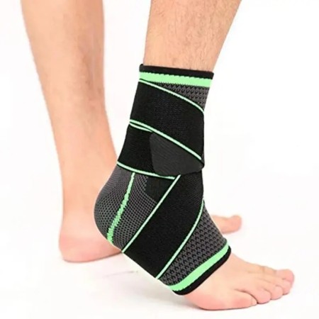 Orteza pentru Glezna, Flippy, cu Benzi Elastice de Fixare, 24 x 10.5 cm, din Nailon, Negru/Verde
