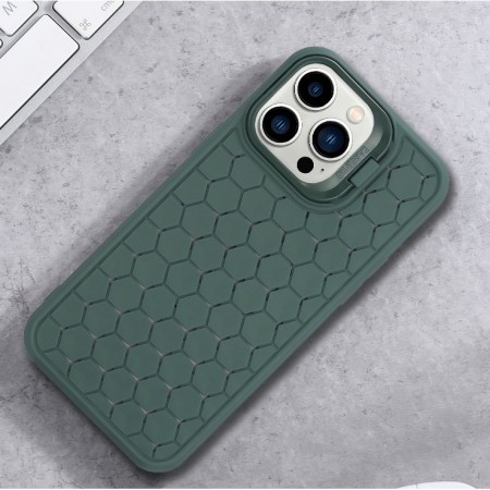 Husa de Protectie TPU, Flippy, pentru Apple iPhone 14 Pro, 3D Cube, cu Inel, Protectie Camera, Antisoc, Antizgariere, Antialunecare, Acoperire Completa, Verde