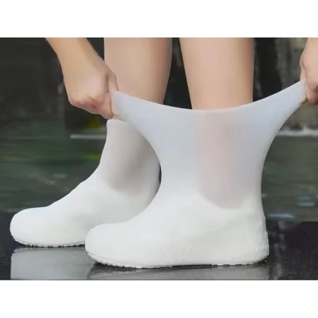 Husa Incaltaminte, Flippy, Impermeabila, Antiderapanta, din Latex, 13 x 13 x 2 cm, Marime M 34-40 cm, Alb