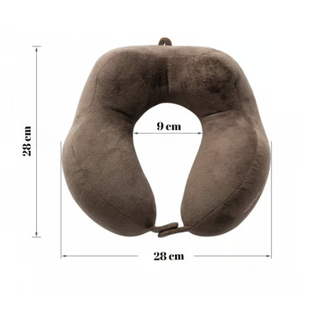 Pernă de Călătorie pentru Gât, Bumbac Moale, Suport Anatomic cu 4 Zone de Susținere, Ajustabilă, Maro