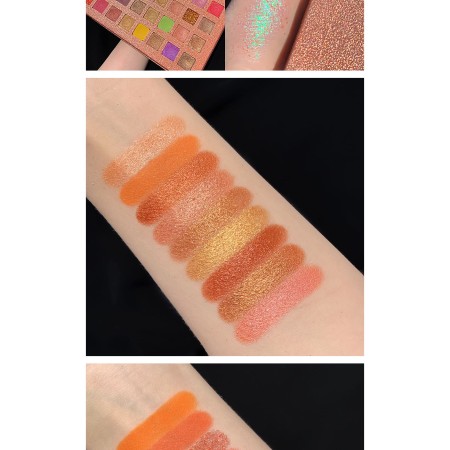 Paleta de farduri cu 40 de culori pigmentate, Maro cu sclipici,  Flippy