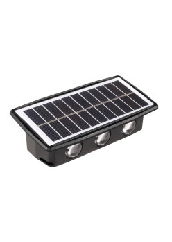 Lampa solara LED bidirectionala dreptunghiulara pentru perete Flippy, 20.5x10 cm, 6 LED-uri, 5.5V, ABS, 500mAh, rezistent la apa IP65, alb rece