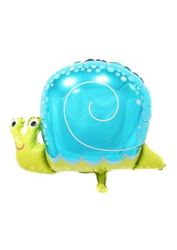 Balon din Folie Metalizata, Flippy, Figurina Melc, Tema Animalute, 30 cm, Ambalaj Individual, Pai Inclus, Umflare cu Aer sau Heliu, Albastru