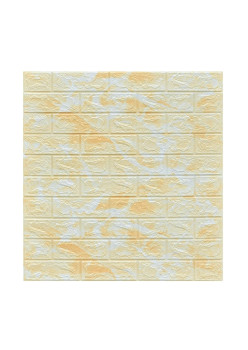 Set 10 Placi Tapet 3D, Flippy, 70 x 77 cm, Grosime 3 mm, din Polietilena, Model Caramida, Suprafata acoperita 5.3 mp, Marmura Galbena