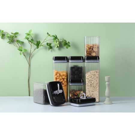 Container Borcan pentru Alimente, Flippy, din Plastic, 1.5l, Transparent, Model Abstract