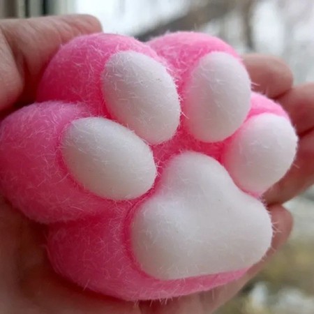 Jucarie Interactiva Squishy, Flippy, Model Cat Paw, Revenire Lenta, din TPR, +3 Ani, 7.5 cm, Textura Puf, Roz